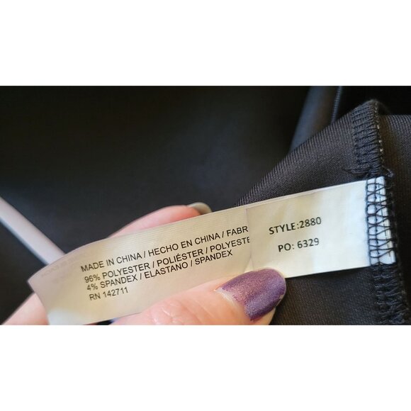 Eloquii 14 Black Pencil Skirt‎ Midi White Stripes Down the Side Stretch - Picture 2 of 5